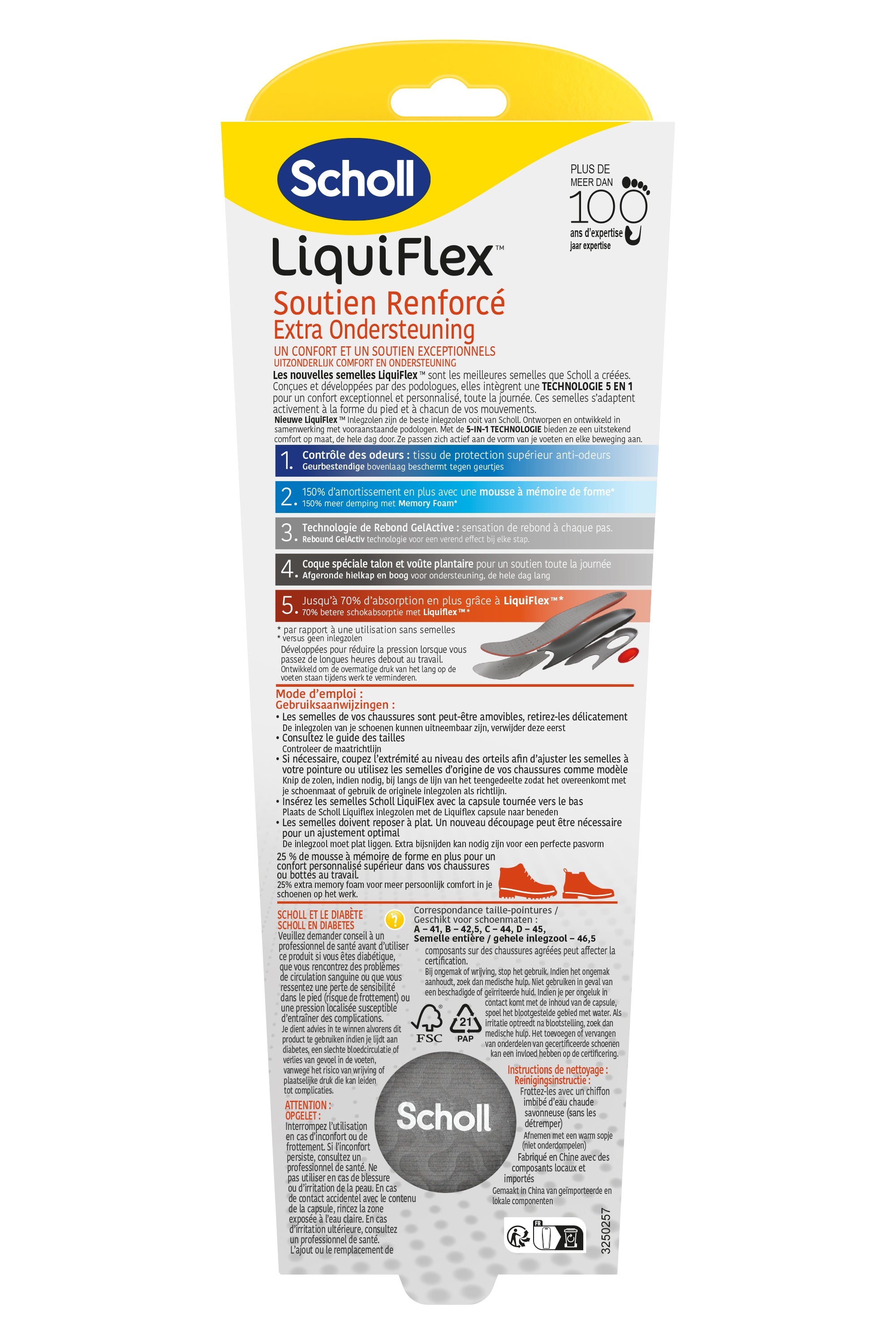 Scholl LiquiFlex™ Extra Supporto per scarpe da lavoro, stivali e scarpe antinfortunistiche, taglia L